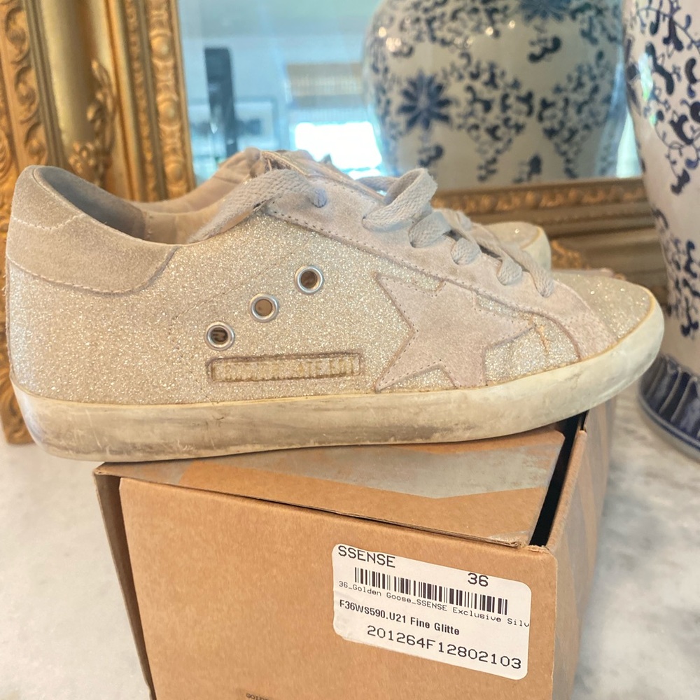 Golden Goose special edition FINE GLITTER TENNIS SHOES * RARE * 6.5 / 36-37